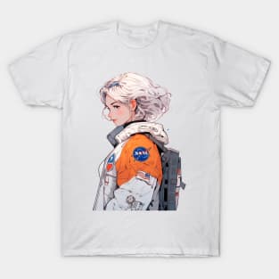 Nasa Cool Astronaut Girl in Space parka Original Illustration T-Shirt T-Shirt